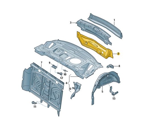 8K9814339 - ПІДСИЛЕННЯ ЗАКРИВАННЯ ЛИСТА AUDI A4 B8 AVANT