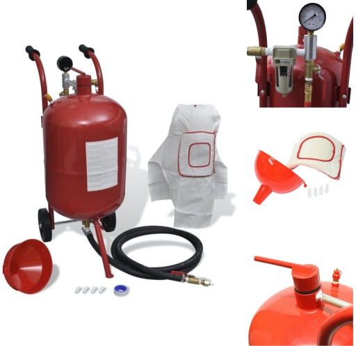 СИФОННАЯ ПЕСОЧНАЯ МАШИНА 38Л МОБИЛЬНАЯ + 58 НАСАДОК + МАСКА + ВЕННИК