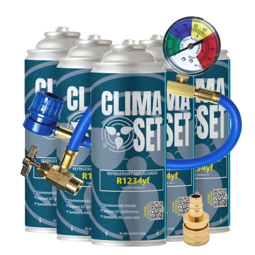 ClimaSet 5x Gas R1234yf для заправки кондиціонера 1700г, кабель, адаптер
