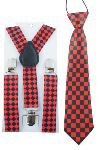 Комплект краватка-метелик, червона краватка + підтяжки
