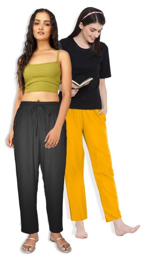 Dámske polyesterové nohavice Pantoneclo (žlté + čierne) – Combo Pack