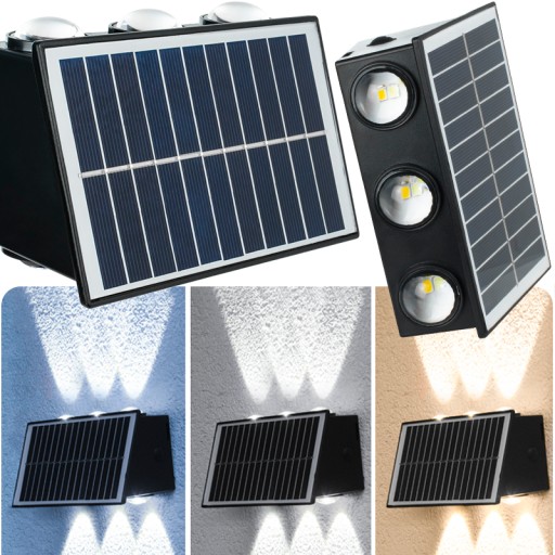 Wodoodporny Kinkiet Solarny Led Zewnętrzny Ozdobny Góra-dół Czujka Zmierzch
