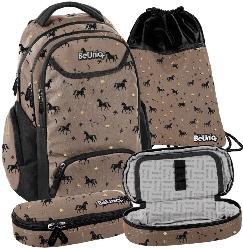 Рюкзак шкільний багатокамерний Paso чорний, Різнокольоровий 20 л