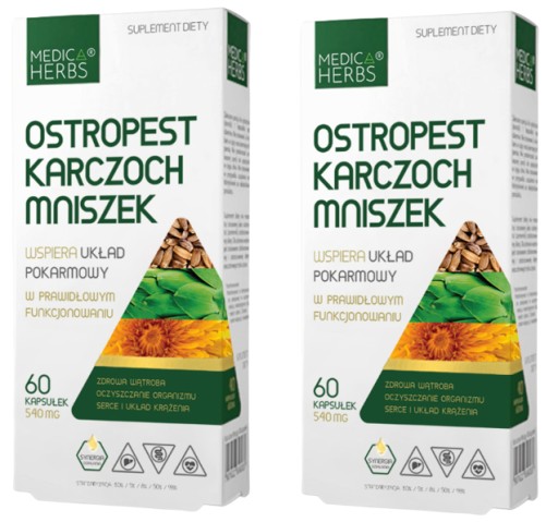 2X OSTROPEST ARTIČOK PÚPAVA Medica Herbs SRDCE Trávenie Podpora pečene