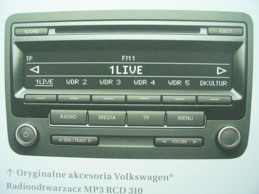  Manual de radio VW RCD VW Golf VI PL para PLN de Małopolska