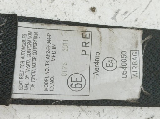 seat belt right front of the passenger Toyota Verso-S and (2010-2017)