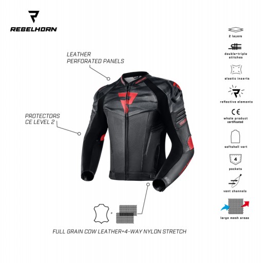 ЧОРНА ШКІРЯНА КУРТКА REBELHORN VANDAL 46