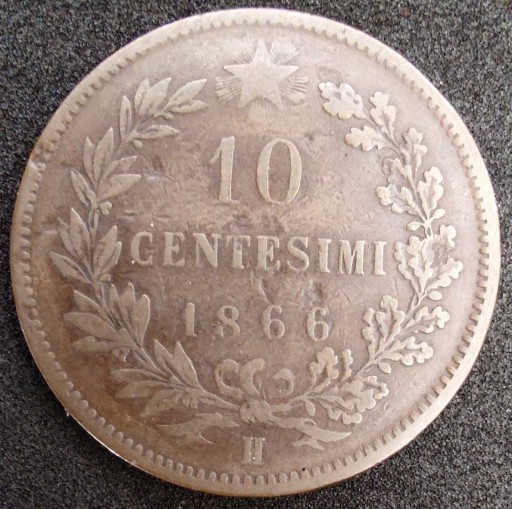 1052 - Włochy 10 centesimi, 1866