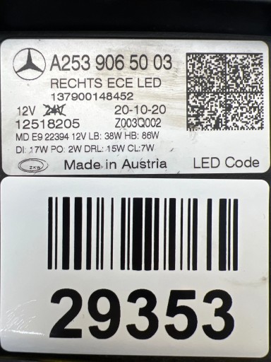 light right MERCEDES GLC W253 LIFT FULL LED 19- A2539065003