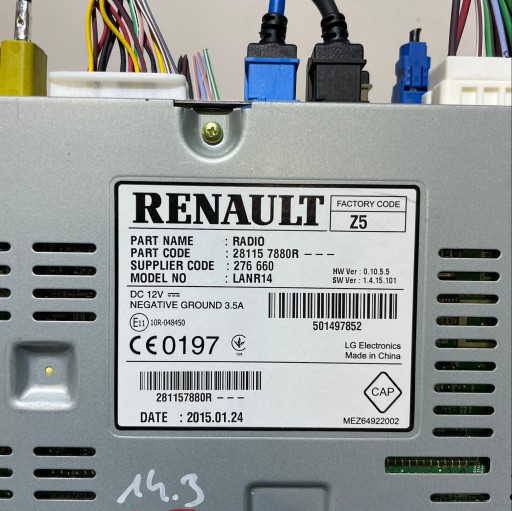RENAULT ESPACE V RADIO navigacia RLINK 281157880R