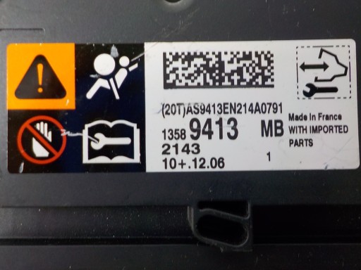 OPEL ZAFIRA C modulo Centralina airbag 13589413MB