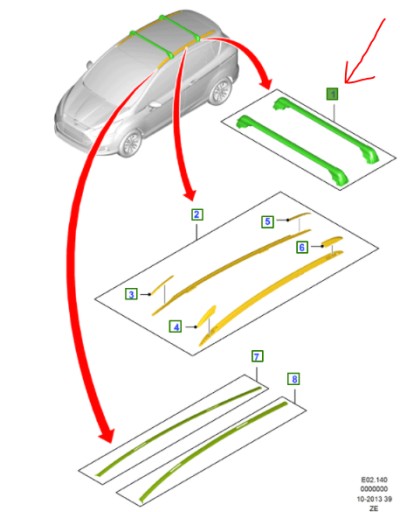 БАГАЖНИК НА КРЫШУ FORD B-MAX 2012 - на рейлингах