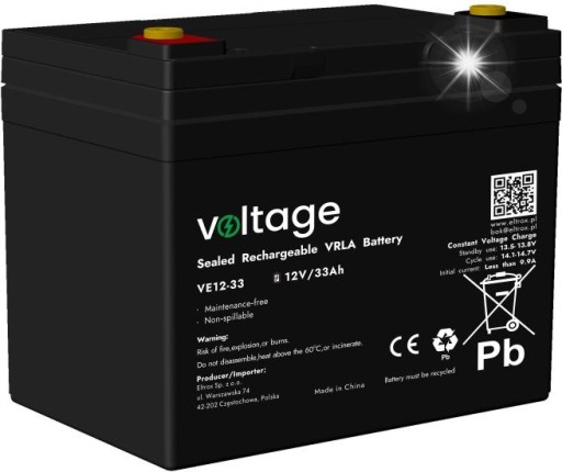 Напряжение аккумулятора agm 12 в 33 ач ve12-33