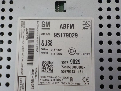 CHEVROLET AVEO et RADIO Fabrique 95179029