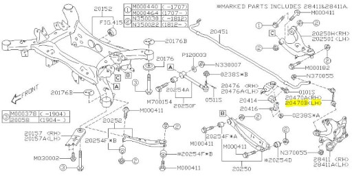 20470FL030 - СТАБІЛІЗАТОР ПОПЕРЕЧНОЇ СТІЙКОСТІ SUBARU IMPREZA ЛІВИЙ ЗАДНІЙ 17-