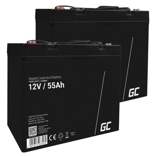 2 аккумуляторные батареи 12 в 55 ач, лодки, солнечные панели, инвалидные коляски, ибп, зеленые элементы