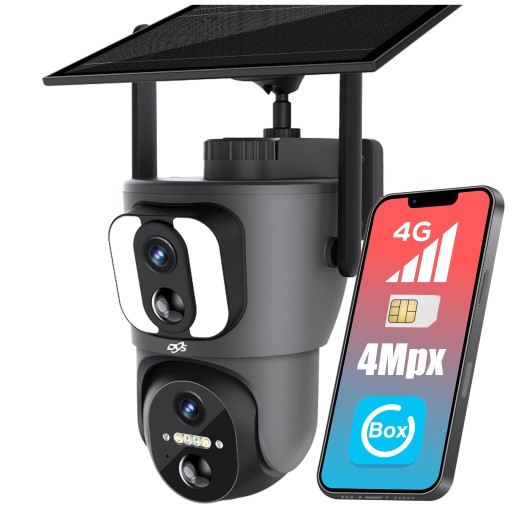 OBROTOWA KAMERA SOLARNA 2 OBIEKTYWY x 2 MPX NA KARTĘ SIM