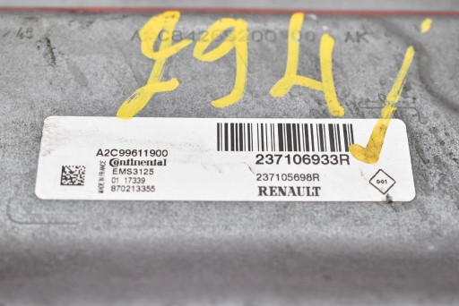 control unit computer of the engine 237106933R DACIA LODGY 1.6 SCE 102 KM LIFT 17-24
