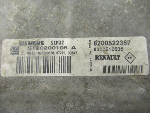 Computer DES MOTORS CLIO 3 1.1 B 2007 SIEM 8200522357 8200510534 S120200105A