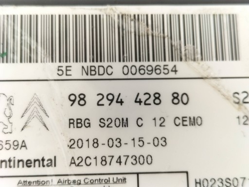 SENSOR airbag 9829442880 Citroen C3 III (2016-2024)