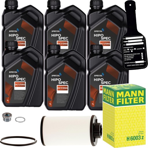 Комплект для замены масла фильтра dsg dq500 mann filter + масло specol 6л