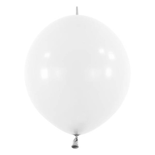 Balony lateksowe Białe pastelowe z łącznikiem, 30cm, 50 szt.