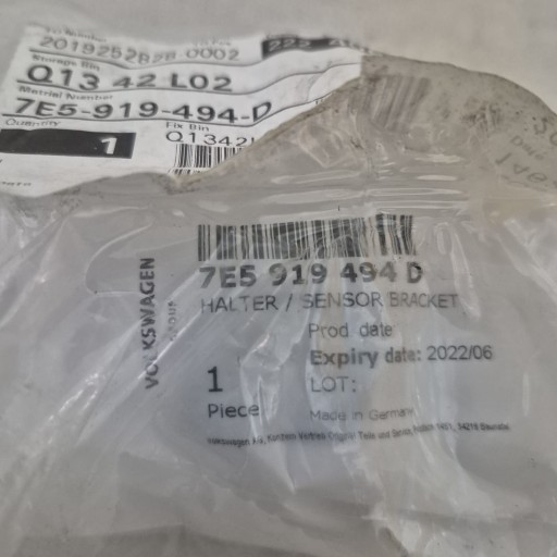 VW T6 -> KOSZYK Poignée Support plaque Capteur PDC 7E5919494D