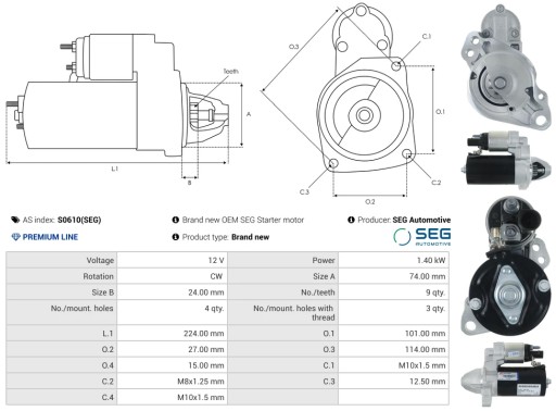 S0610(SEG) - Абсолютно новий oem seg стартер