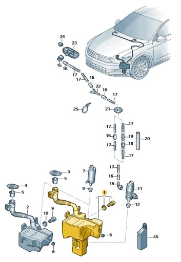 3Q0955453A - Бачок омивача омивача VW PASSAT B8 OE