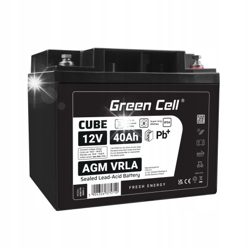 Аккумулятор agm vrla green cell ip54 12v 40ah лодки солнечные панели инвалидные коляски