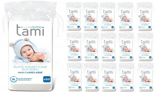 16× Косметичні подушечки Tami MyBaby квадратні 60 шт.