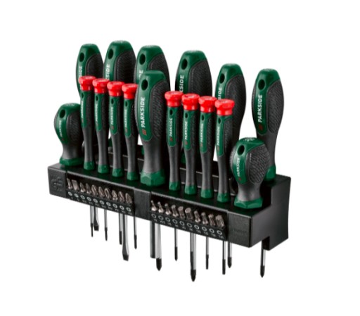 НАБОР ОТВЕРТКИ И БИТ PARKSIDE, 37 ПРЕДМЕТОВ. НА СТЕНДЕ