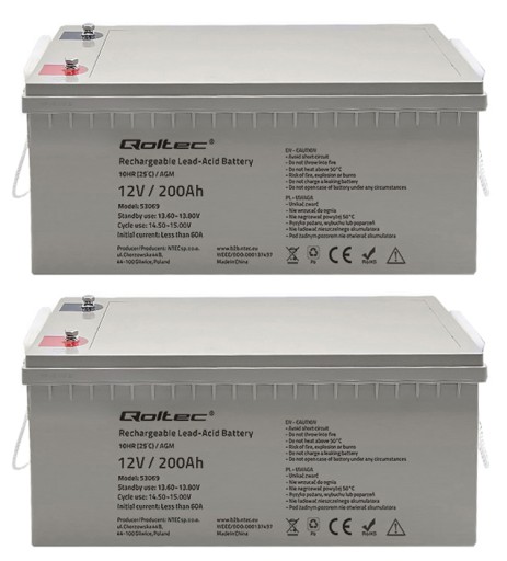 2Х АКУМУЛЯТОР. AGM QOLTEC 12V 200Ah ŁÓDŹ CAMPER PLOT СОНЯЧНИЙ КОНВЕРТЕР ДБЖ