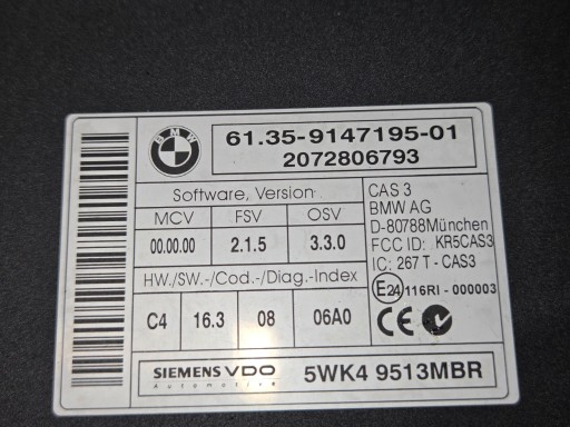 centralina comfort BMW E87 OE 9147195