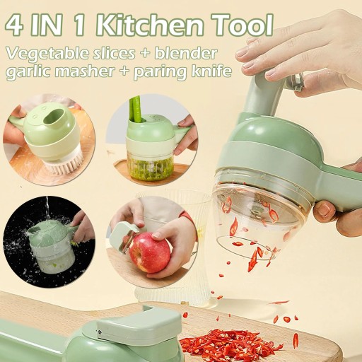 4 In 1 Handheld Electric Vegetable Cutter Set Durable Chili