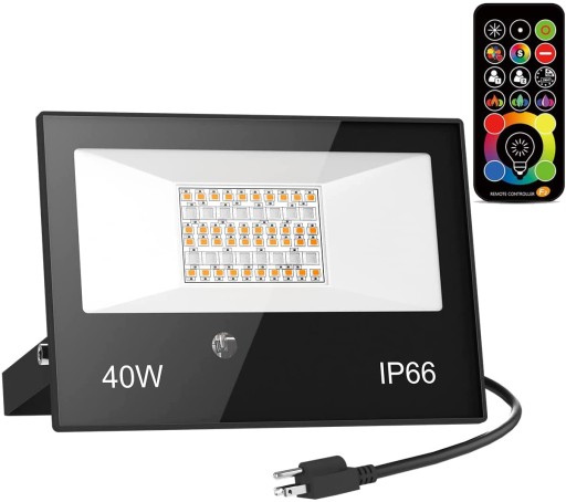 ПРОЖЕКТОР 40W RGB LED 4000K С ПУЛЬТОМ ДИСТАНЦИОННОГО УПРАВЛЕНИЯ 4000LM IP66