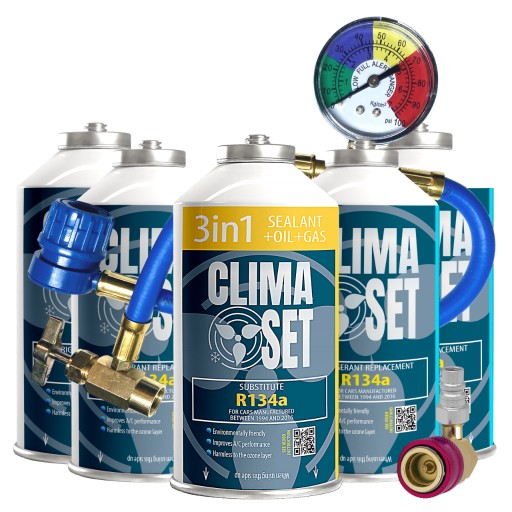 ClimaSet 3in1 + 4X газ R134a для кондиционера с проводом и адаптером 2,15 кг