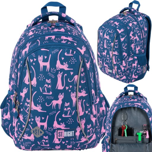 Рюкзак шкільний багатокамерний St.Right 20 л синьо-рожевий