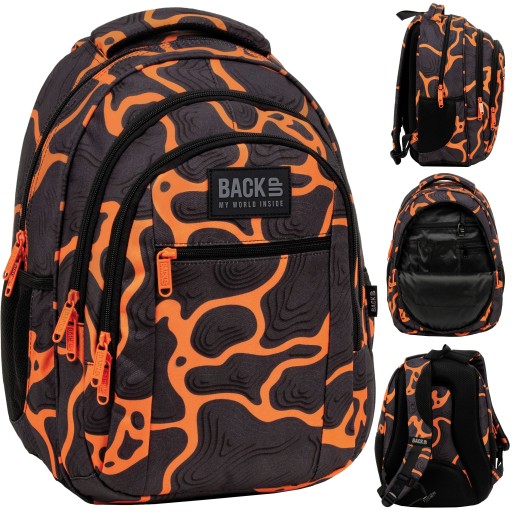 Рюкзак шкільний багатокамерний Backup чорний, Відтінки помаранчевого, Різнобарвний 26 л