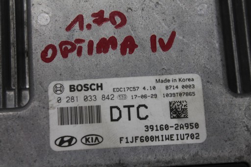 Computer DES MOTORS 39160-2A950 KIA OPTIMA IV 1.7 CRDI 15-20