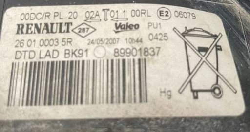 Reflektor rear part side right Renault Laguna III 260100035R