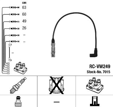 7015 - Комплект високовольтних кабелів rc-vw249 vw golf v 1.6 2003р