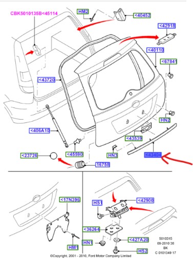 6N11-N43404-AC55MW - КРЫШКА БАГАЖНИКА ДЛЯ FORD FUSION 2005-2012