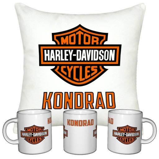 НАБОР HARLEY DAVIDSON ЧАШКА + ПОДУШКА + ИМЯ