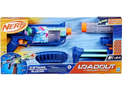Nerf Loadout Cyberlight Ghost świeci Wyrzutnia Blaster 24 strzałki