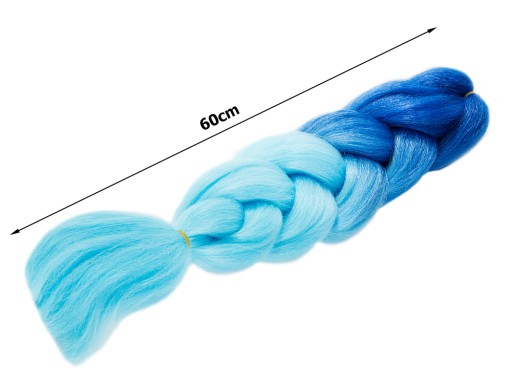 Syntetické vlasy na vrkoče ombre modré farebné pramene prameň 120cm