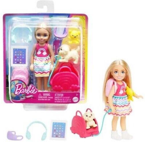 NOWA LALKA BARBIE CHELSEA W PODRÓŻY zestaw z pieskiem