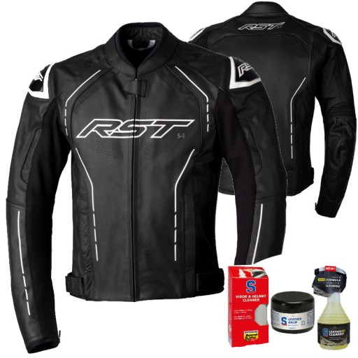 Чорна мотоциклетна шкіряна куртка XXL RST S1