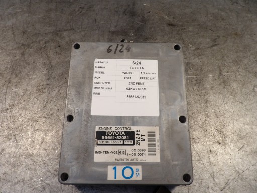 Toyota Yaris e computer, Centralina 89661-52081 211000-5991