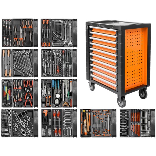 Тумба візок для інструментів на 10 ящиків, обладнання, 520 елементів Richmann C2272